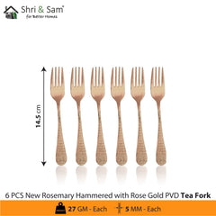 Stainless Steel Cutlery with Rose Gold PVD Coating New Rosemary Hammered
