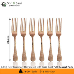 Stainless Steel Cutlery with Rose Gold PVD Coating New Rosemary Hammered