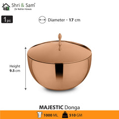 Stainless Steel Double Wall Donga with Rose Gold PVD Coating Majestic