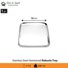 Stainless Steel Hammered Square Tray Robusto