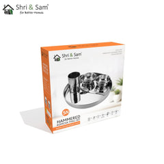 Stainless Steel Hammered Thali Set 30 CM Komcha