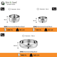 Stainless Steel Hammered Thali Set King