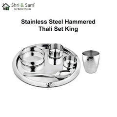 Stainless Steel Hammered Thali Set King