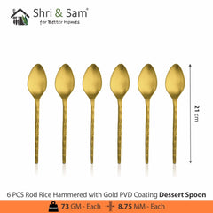 Stainless Steel Hand Crafted 24 PCS Cutlery Set with PVD Coating Rod Rice Hammered