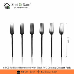 Stainless Steel Hand Crafted 24 PCS Cutlery Set with PVD Coating Rod Rice Hammered
