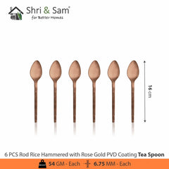 Stainless Steel Hand Crafted 24 PCS Cutlery Set with PVD Coating Rod Rice Hammered