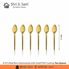 Stainless Steel Hand Crafted 24 PCS Cutlery Set with PVD Coating Rod Rice Hammered