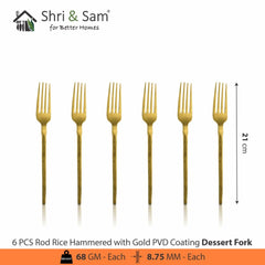 Stainless Steel Hand Crafted 24 PCS Cutlery Set with PVD Coating Rod Rice Hammered