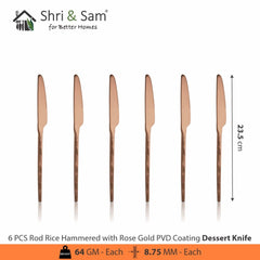 Stainless Steel Hand Crafted 24 PCS Cutlery Set with PVD Coating Rod Rice Hammered