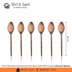 Stainless Steel Hand Crafted 24 PCS Cutlery Set with PVD Coating Rod Rice Hammered