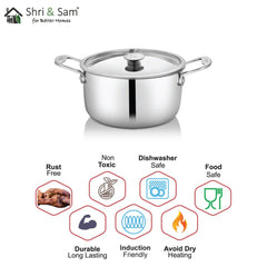 Stainless Steel Heavy Weight Casserole with SS Lid Platinum