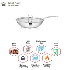 Stainless Steel Heavy Weight Fry Pan with SS Lid Platinum