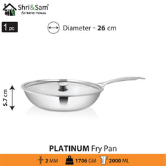 Stainless Steel Heavy Weight Fry Pan with SS Lid Platinum
