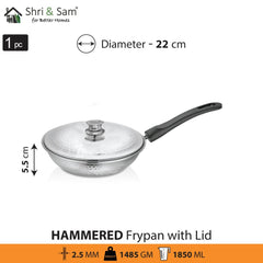 Stainless Steel Heavy Weight Hammered Fry Pan with SS Lid