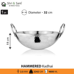 Stainless Steel Heavy Weight Hammered Kadhai