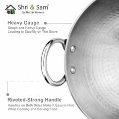 Stainless Steel Heavy Weight Hammered Kadhai