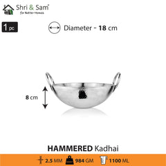 Stainless Steel Heavy Weight Hammered Kadhai