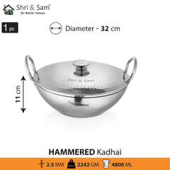 Stainless Steel Heavy Weight Hammered Kadhai with SS Lid
