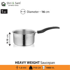Stainless Steel Heavy Weight Hammered Sauce Pan