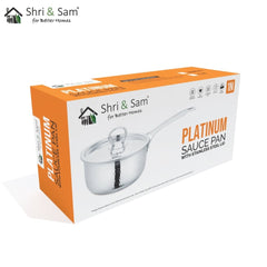 Stainless Steel Heavy Weight Hammered Sauce Pan with SS Lid Platinum