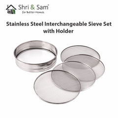 Stainless Steel Interchangeable Sieve Set with Holder