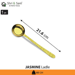 Stainless Steel Ladle with Gold PVD Coating and Laser Jasmine
