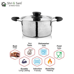 Stainless Steel Light Weight Hammered Casserole with SS Lid