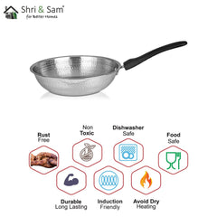Stainless Steel Light Weight Hammered Fry Pan