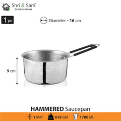 Stainless Steel Light Weight Hammered Sauce Pan