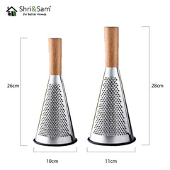 Stainless Steel Multifunctional Conical Grater with Wooden Handle