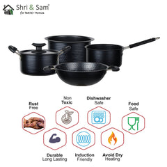 Stainless Steel Non - stick 5 PCS Hammered Cookware Set