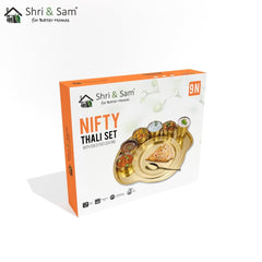 Stainless Steel Personalized Thali Set with Gold PVD Coating Nifty (Customized Name)
