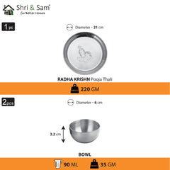 Stainless Steel Pooja Thali Set Radha Krishn