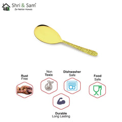 Stainless Steel Rice Server with Gold PVD Coating and Laser Jasmine