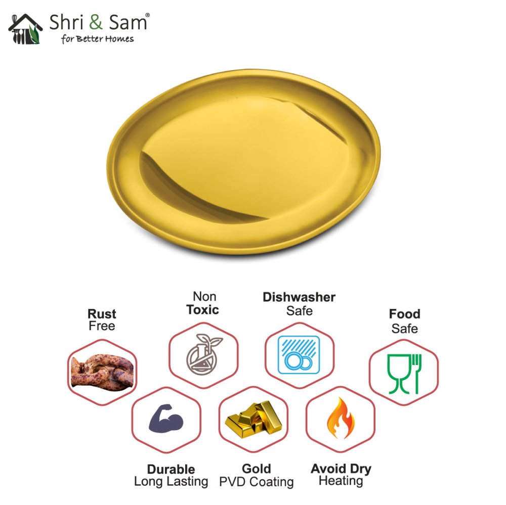 Stainless Steel Rice Tray with Gold PVD Coating Majestic