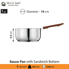 Stainless Steel Sauce Pan wih Sandwich Bottom
