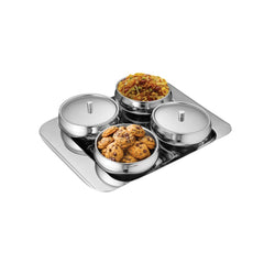 Stainless Steel Snack Serving Set with Tray