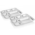 Vinod Stainless Steel Square Edges Mess Tray with 5 Compartment / Steel Thali / Lunch & Dinner Plate/ Bhojan Thali – 2Pcs