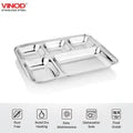 Vinod Stainless Steel Square Edges Mess Tray with 5 Compartment / Steel Thali / Lunch & Dinner Plate/ Bhojan Thali – 2Pcs