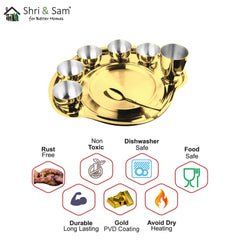 Stainless Steel Thali Set (1 Person) with Gold PVD Coating Nifty