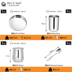 Stainless Steel Thali Set Belly