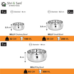 Stainless Steel Thali Set Belly