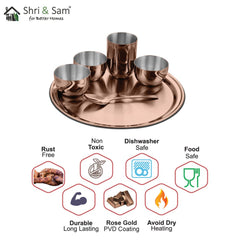 Stainless Steel Thali Set with Rose Gold PVD Coating Majestic