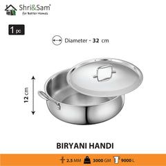 Stainless Steel Triply Bharat Biryani Handi with Lid