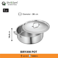 Stainless Steel Triply Bharat Biryani Pot with Lid