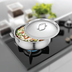 Stainless Steel Triply Bharat Hammered Biryani Handi with Lid