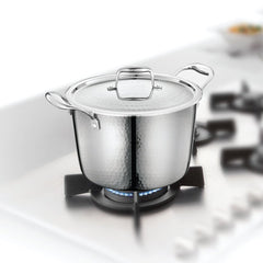 Stainless Steel Triply Bharat Hammered Casserole in Taper Shape