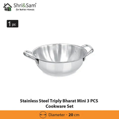 Stainless Steel Triply Bharat Mini 3 PCS Cookware Set
