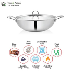 Stainless Steel Triply Kadhai with SS Lid Triplica