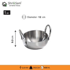 Stainless Steel Triply Mini Kadhai set of 3 pcs